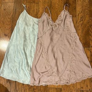 Two Slip Dresses/ Nightgowns; Victoria’s Secret and August Silk